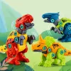 LEAN TOYS Dinozauru konstrukcijas bloku komplekts ar skrūvgriezi 4-in-1
