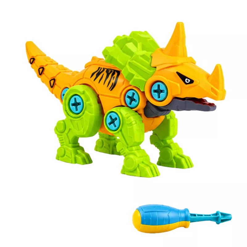LEAN TOYS Dinozauru konstrukcijas bloku komplekts ar skrūvgriezi 4-in-1
