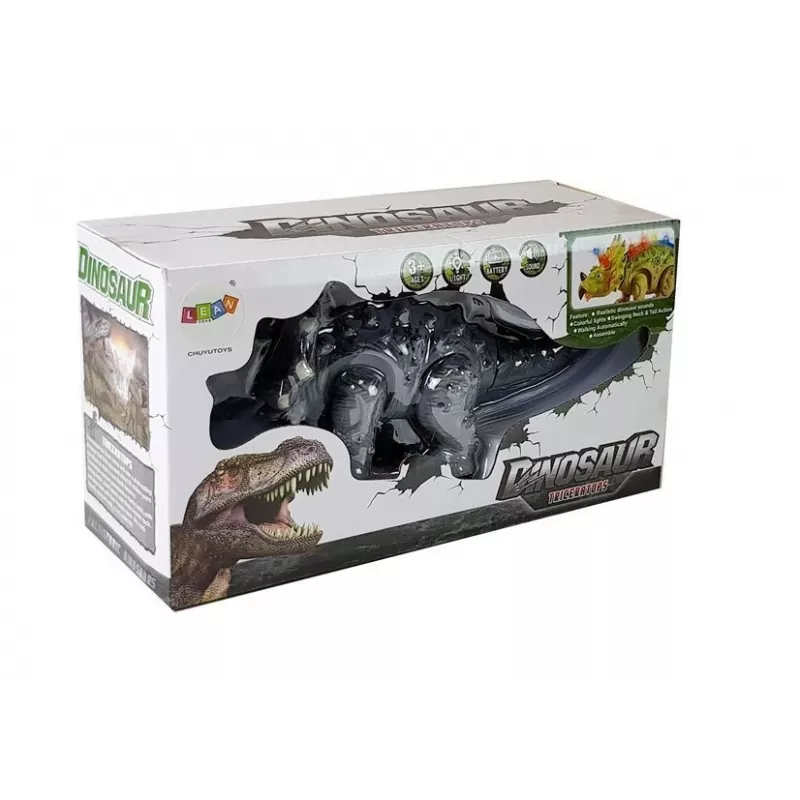 LEAN TOYS Dinozaurs ar bateriju Triceratops Pelēks