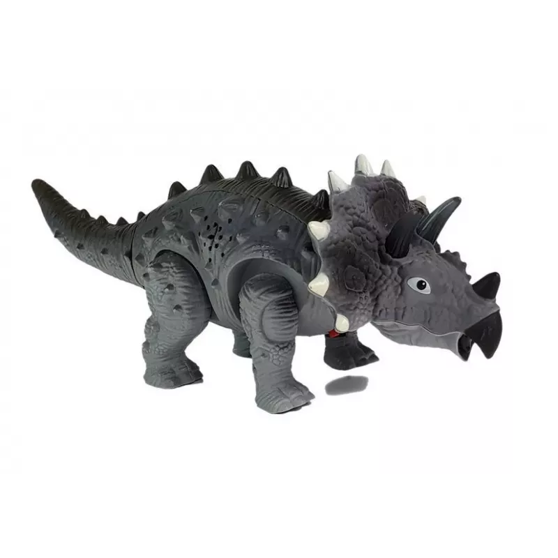 LEAN TOYS Dinozaurs ar bateriju Triceratops Pelēks