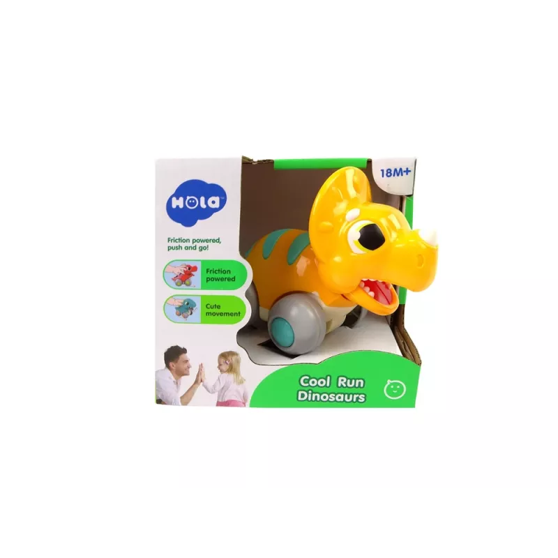 LEAN TOYS Dinozaurs uz Riteņiem Dzeltenais Triceratops Figūriņa