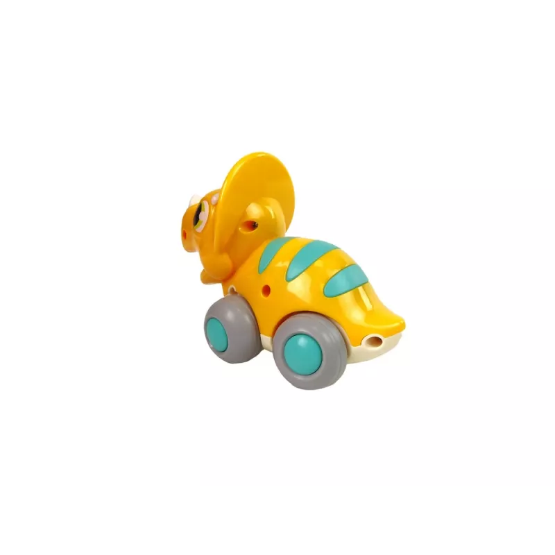 LEAN TOYS Dinozaurs uz Riteņiem Dzeltenais Triceratops Figūriņa