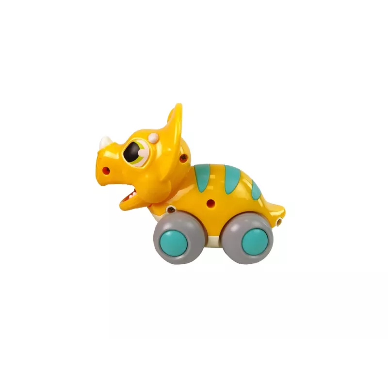 LEAN TOYS Dinozaurs uz Riteņiem Dzeltenais Triceratops Figūriņa