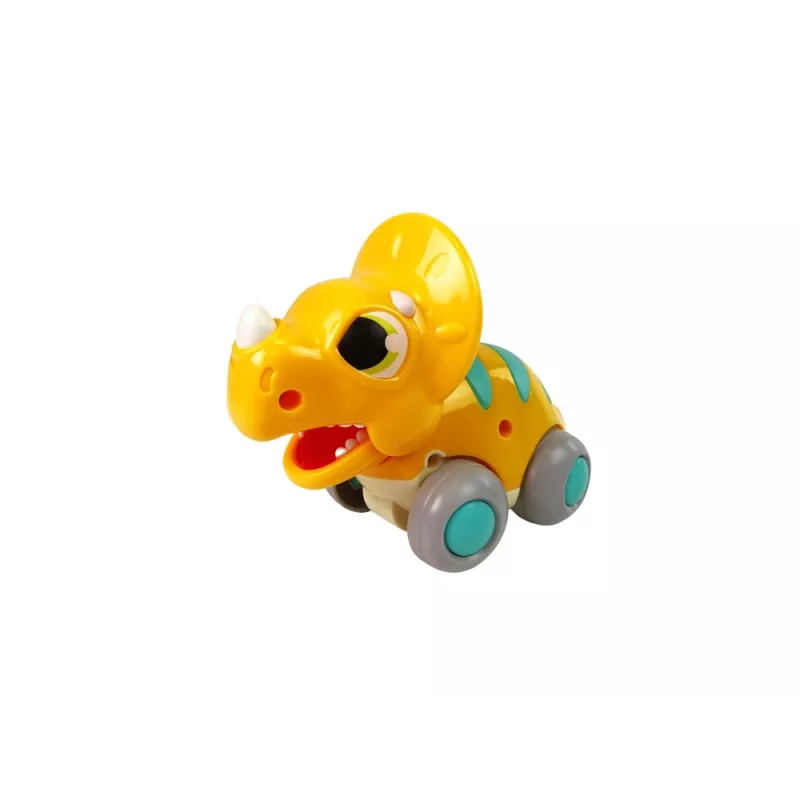 LEAN TOYS Dinozaurs uz Riteņiem Dzeltenais Triceratops Figūriņa