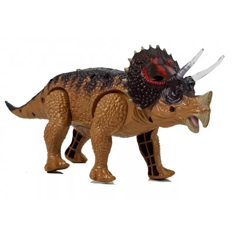 LEAN TOYS Dinozaurs Triceratops ar bateriju darbināms dzeltens