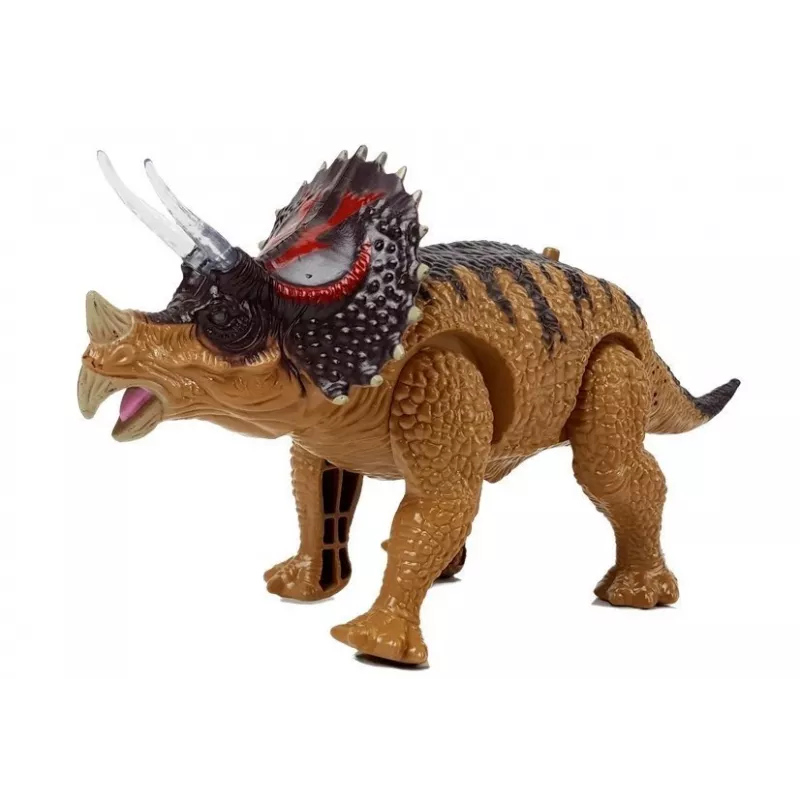 LEAN TOYS Dinozaurs Triceratops ar bateriju darbināms dzeltens
