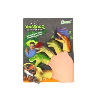 LEAN TOYS Dinozauru gumijas sensorie pirkstu leļļu komplekts