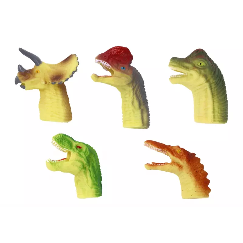 LEAN TOYS Dinozauru gumijas sensorie pirkstu leļļu komplekts
