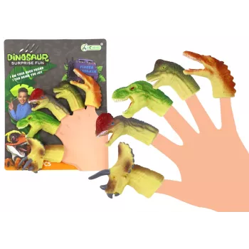 LEAN TOYS Dinozauru gumijas sensorie pirkstu leļļu komplekts