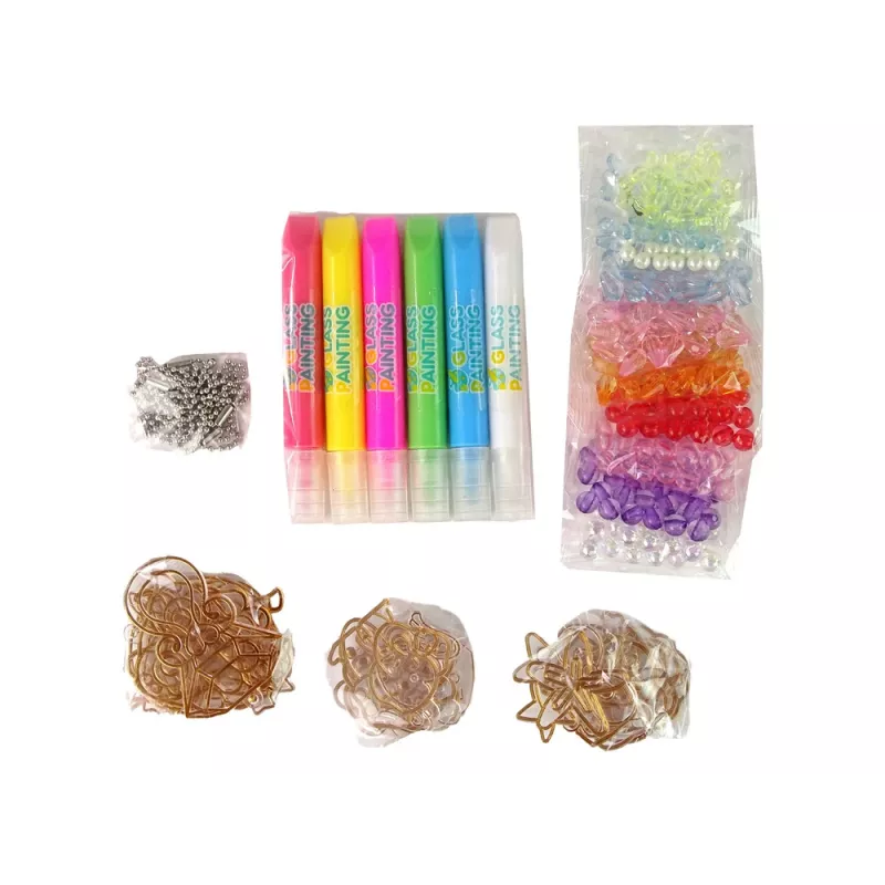 LEAN TOYS DIY Rotaslietu veidošanas komplekts ar pērlītēm un pildspalvām