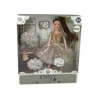 LEAN TOYS Leļļu komplekts bērniem Emily ar suni un garajiem matiem
