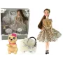 LEAN TOYS Leļļu komplekts bērniem Emily ar suni un garajiem matiem