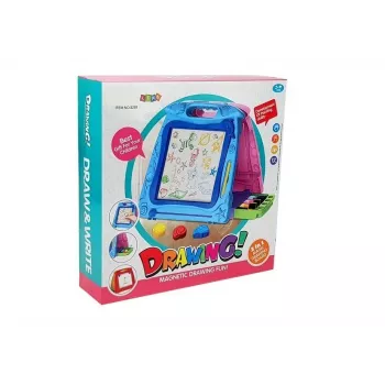 LEAN TOYS Divpusējs zīmēšanas dēlis ar marķieriem un magnētiem
