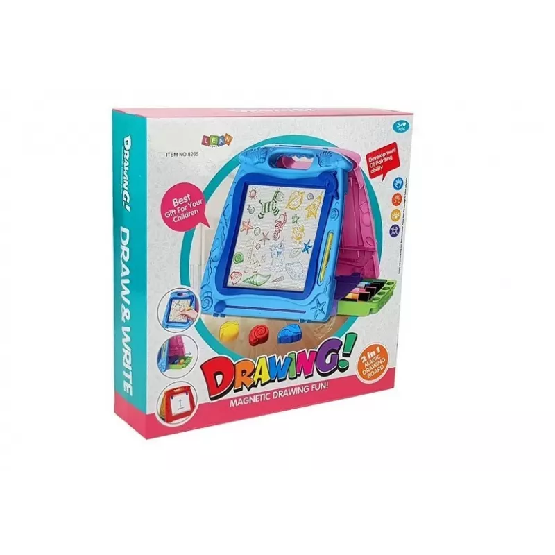 LEAN TOYS Divpusējs zīmēšanas dēlis ar marķieriem un magnētiem