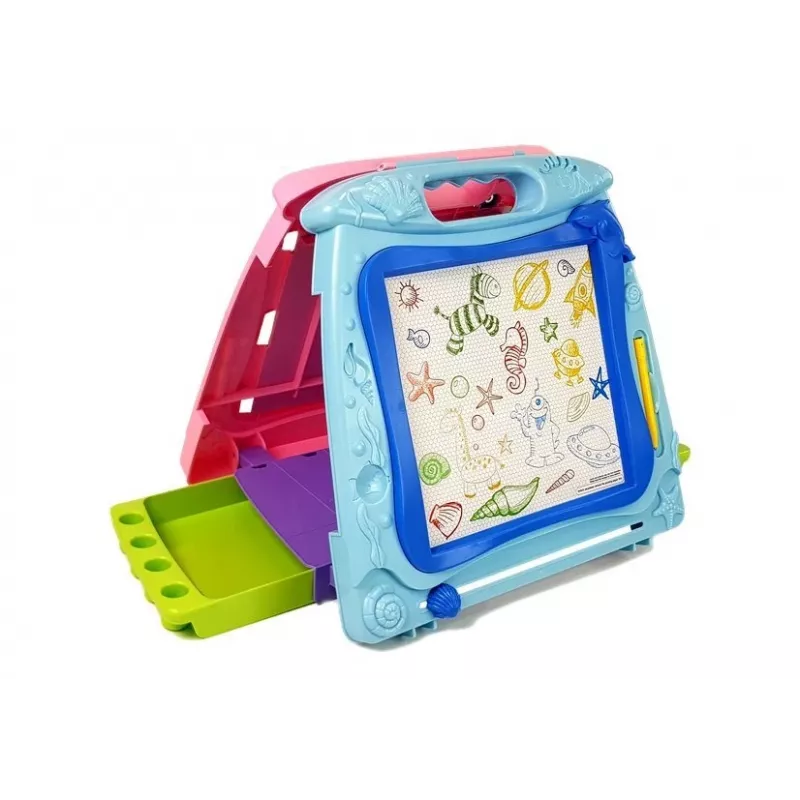 LEAN TOYS Divpusējs zīmēšanas dēlis ar marķieriem un magnētiem