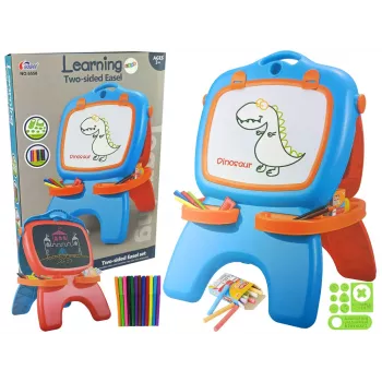 LEAN TOYS Divpusējs magnētiskais tāfele ar ziliem un sarkaniem šabloniem