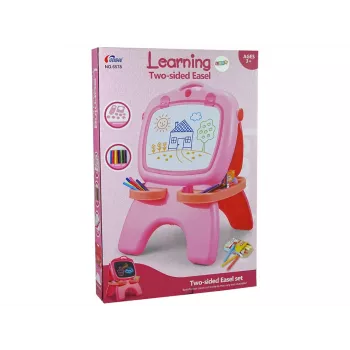 LEAN TOYS Divpusējs magnētiskais krīta dēlis Rozā ar veidnēm