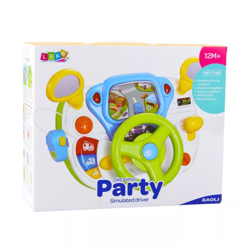 LEAN TOYS Vadīšanas simulators izglītojoša stūre ar interaktīvām skaņām un gaismām