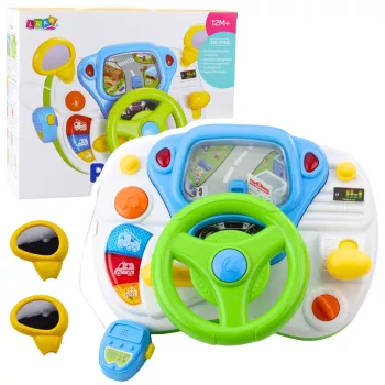 LEAN TOYS Vadīšanas simulators izglītojoša stūre ar interaktīvām skaņām un gaismām