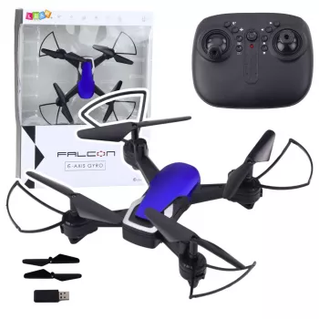 LEAN TOYS drons ar sešu asu žiroskopu, LED gaismām, 360° rotāciju, zils