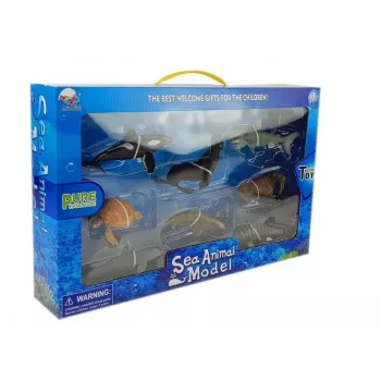 LEAN TOYS Izglītojošas figūriņas Jūras dzīvnieki 8 gabali Haizivis Ronis Delfīns Valzirgs Bruņurupucis