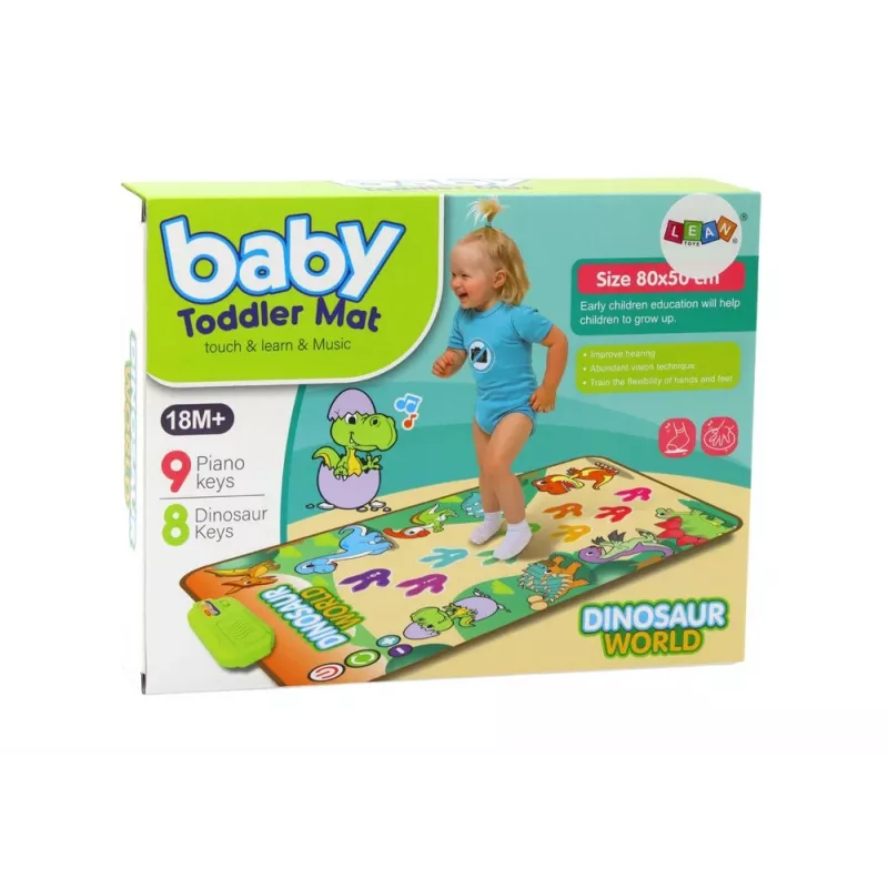 LEAN TOYS Izglītojošs interaktīvs deju paklājs Dinozauri Gaismas Skaņas
