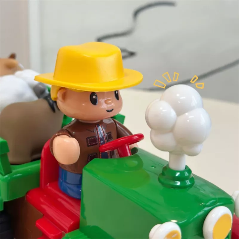 LEAN TOYS Izglītojošais interaktīvais traktors mazuļiem ar dzīvniekiem, gaismām un skaņām