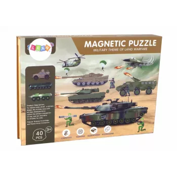 LEAN TOYS Izglītojošs magnētiskais puzļu komplekts - Sauszemes kara tēma