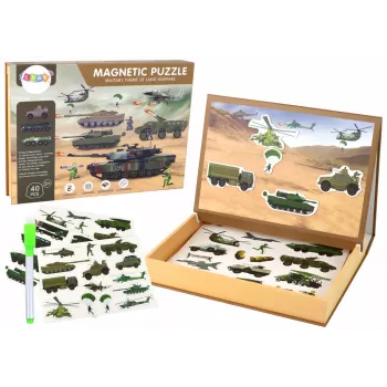 LEAN TOYS Izglītojošs magnētiskais puzļu komplekts - Sauszemes kara tēma