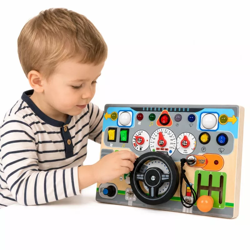 LEAN TOYS Izglītojoša manipulācijas tāfele Simulators Stūre Gaismas Skaņas