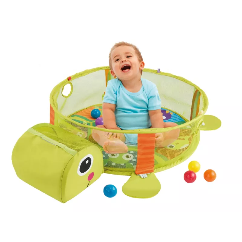 LEAN TOYS Izglītojošais paklājiņš ar bruņurupuča sētiņu un bumbiņām mazulim