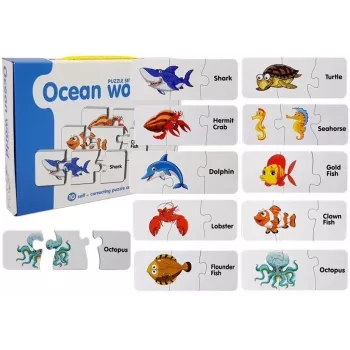 LEAN TOYS Izglītojošā Puzle Pasaules Okeāni Puzle 10 Savienojumi