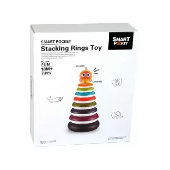 LEAN TOYS Izglītojoša piramīda ar riņķiem un pīlītes riteni