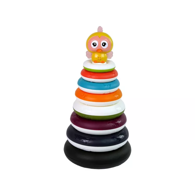 LEAN TOYS Izglītojoša piramīda ar riņķiem un pīlītes riteni