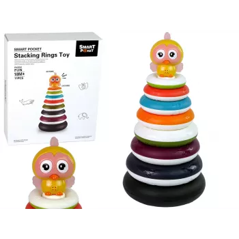 LEAN TOYS Izglītojoša piramīda ar riņķiem un pīlītes riteni