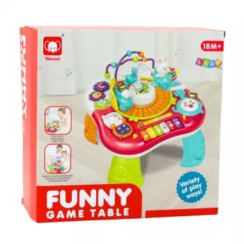 LEAN TOYS Izglītojošais galds ar interaktīvu mūzikas paneli un klavierēm 2-in-1 sarkans