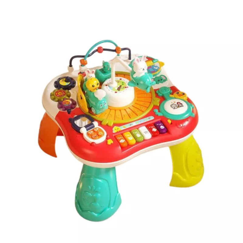 LEAN TOYS Izglītojošais galds ar interaktīvu mūzikas paneli un klavierēm 2-in-1 sarkans