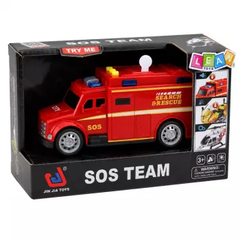 LEAN TOYS Avārijas transportlīdzeklis ātrā palīdzība ar gaismām un skaņām sarkans 1:32