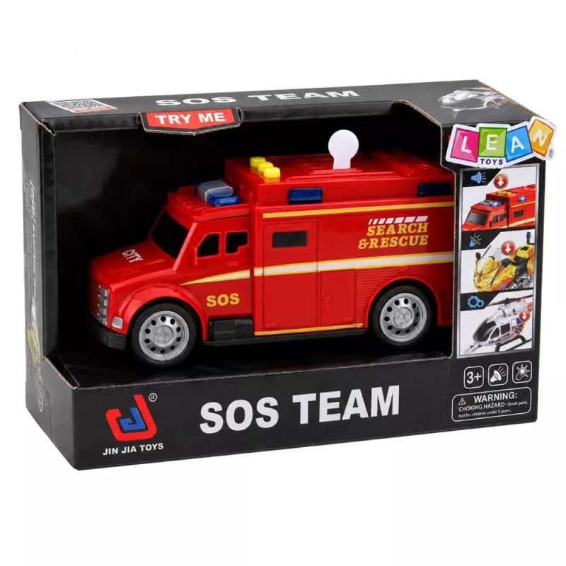 LEAN TOYS Avārijas transportlīdzeklis ātrā palīdzība ar gaismām un skaņām sarkans 1:32