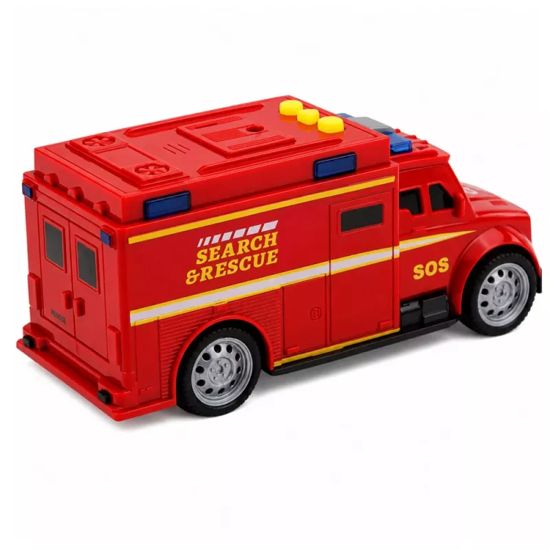 LEAN TOYS Avārijas transportlīdzeklis ātrā palīdzība ar gaismām un skaņām sarkans 1:32