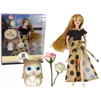 LEAN TOYS Emily Doll with Rose Cat Long Hair