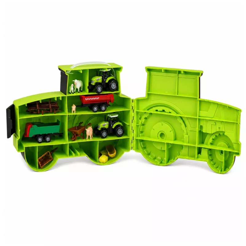 LEAN TOYS Lauku sēta ar traktoru, lauksaimniecības transportlīdzekļiem, dzīvniekiem un piederumiem – 28 daļu rotaļu komplekts