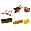 LEAN TOYS Lauku sēta ar traktoru, lauksaimniecības transportlīdzekļiem, dzīvniekiem un piederumiem – 28 daļu rotaļu komplekts
