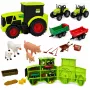 LEAN TOYS Lauku sēta ar traktoru, lauksaimniecības transportlīdzekļiem, dzīvniekiem un piederumiem – 28 daļu rotaļu komplekts
