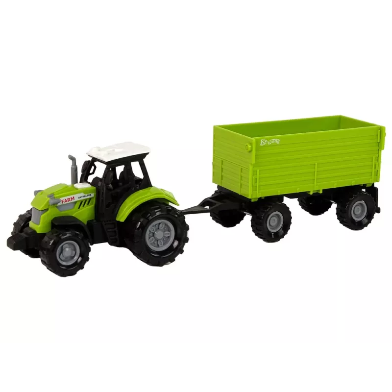 LEAN TOYS Lauku traktors ar piekabi, gaismām un skaņām, zaļš