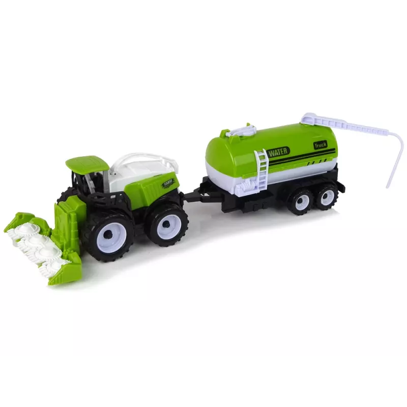 LEAN TOYS Lauksaimniecības transportlīdzekļu komplekts Traktors Kombains Cisterne Puspiekabe
