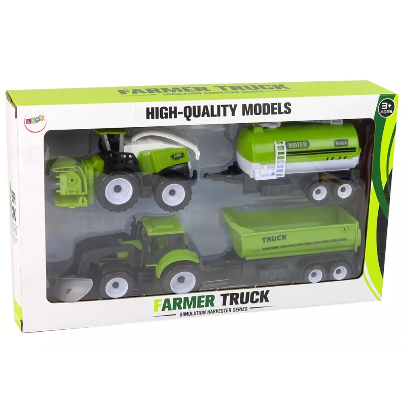 LEAN TOYS Lauksaimniecības transportlīdzekļu komplekts Traktors Kombains Cisterne Puspiekabe