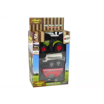 LEAN TOYS Zemnieka traktora komplekts + 2 lauksaimniecības mašīnas Saimniecības kravas auto komplekts