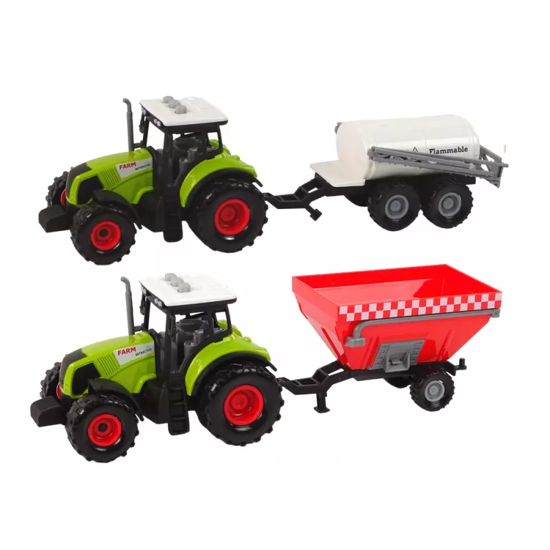 LEAN TOYS Zemnieka traktora komplekts + 2 lauksaimniecības mašīnas Saimniecības kravas auto komplekts
