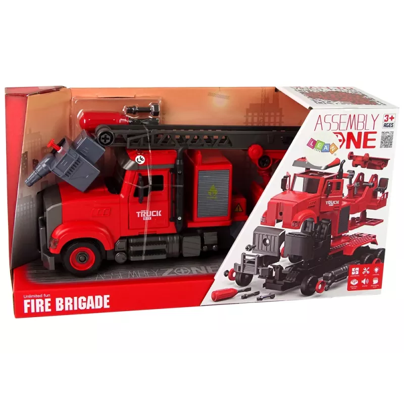 LEAN TOYS Fire Truck Fire Brigade for Unscrewing Accessories Red
